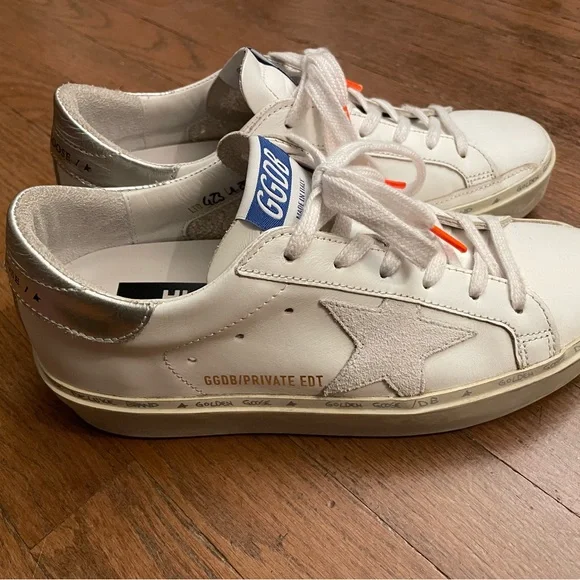 Golden Goose White and Silver Sneakers - Picture 4 of 9